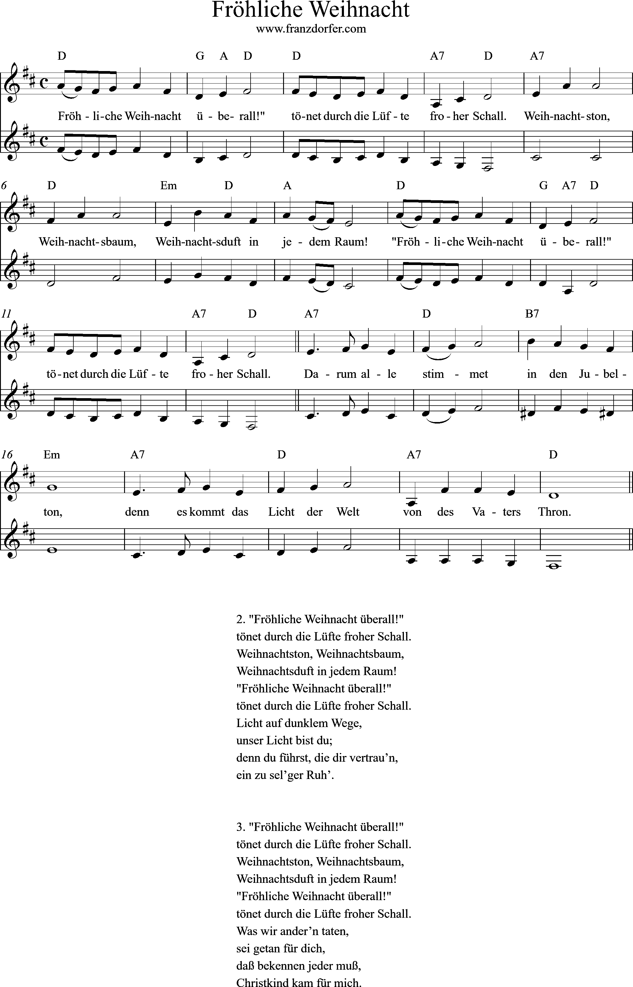 D-Dur, Trompete, Tenorhorn, Fröhliche Weihnacht